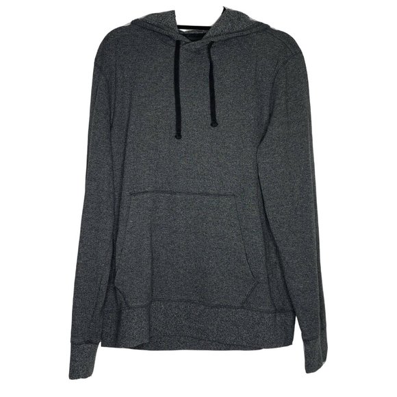 Banana Republic Men’s Sz L Gray Waffle Thermal kangaroo pocket Hooded Sweatshirt - Picture 1 of 12
